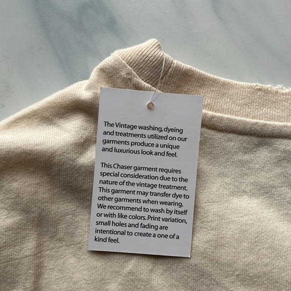 NWT Chaser Women’s Good Times Fitted Tee Cotton Cream Black Red Cherry Small - Picture 10 of 11